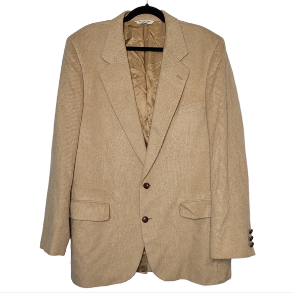 Barrister Sport Coat Mens Tan 100% Camel Hair Wood Buttons Blazer Jacket Vintage - Picture 5 of 16
